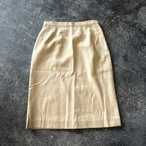 Vintage Hadley Wool Skirt Womens Size 8 Tan Khaki Midi School High Waist 24